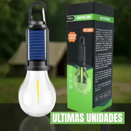 Bombillo LED Recargable con panel solar – Ahorra en tu factura y cuida el planeta.(VIENEN 2)