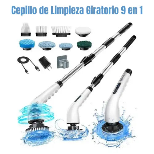 Cepillo de Limpieza Giratorio 9 en 1 – Limpia Más Rápido, Sin Esfuerzo y en Todas Partes