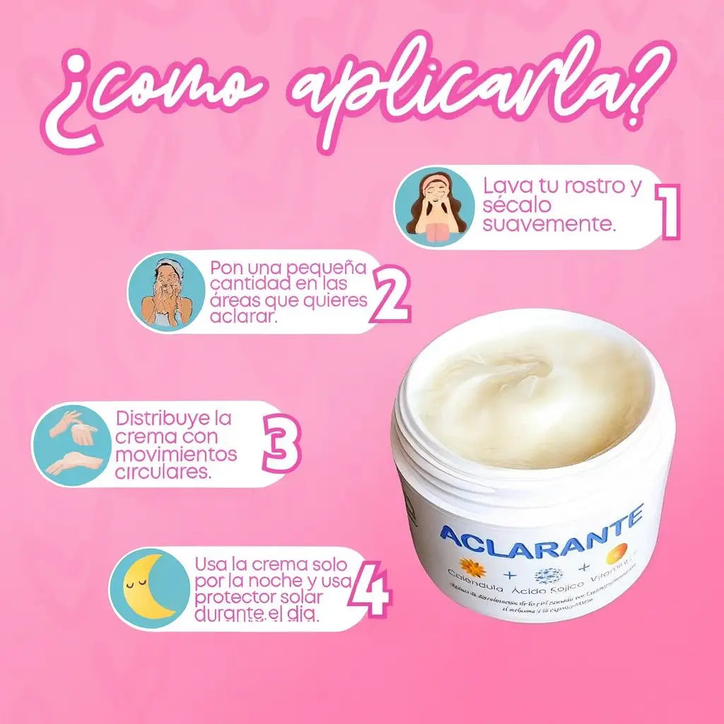 🌿Crema Aclarante Natural – Desvanece Manchas y Unifica el Tono de tu Piel