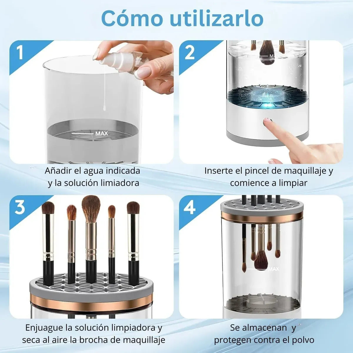 💅 Limpiador Eléctrico de Brochas – Maquillaje Limpio, Piel Sana